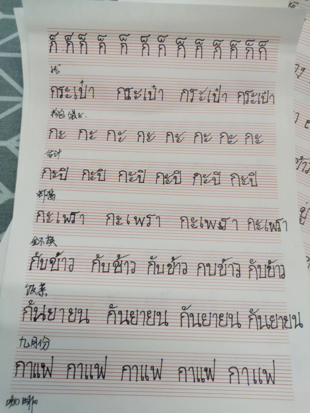 泰语书写格式五线格图片
