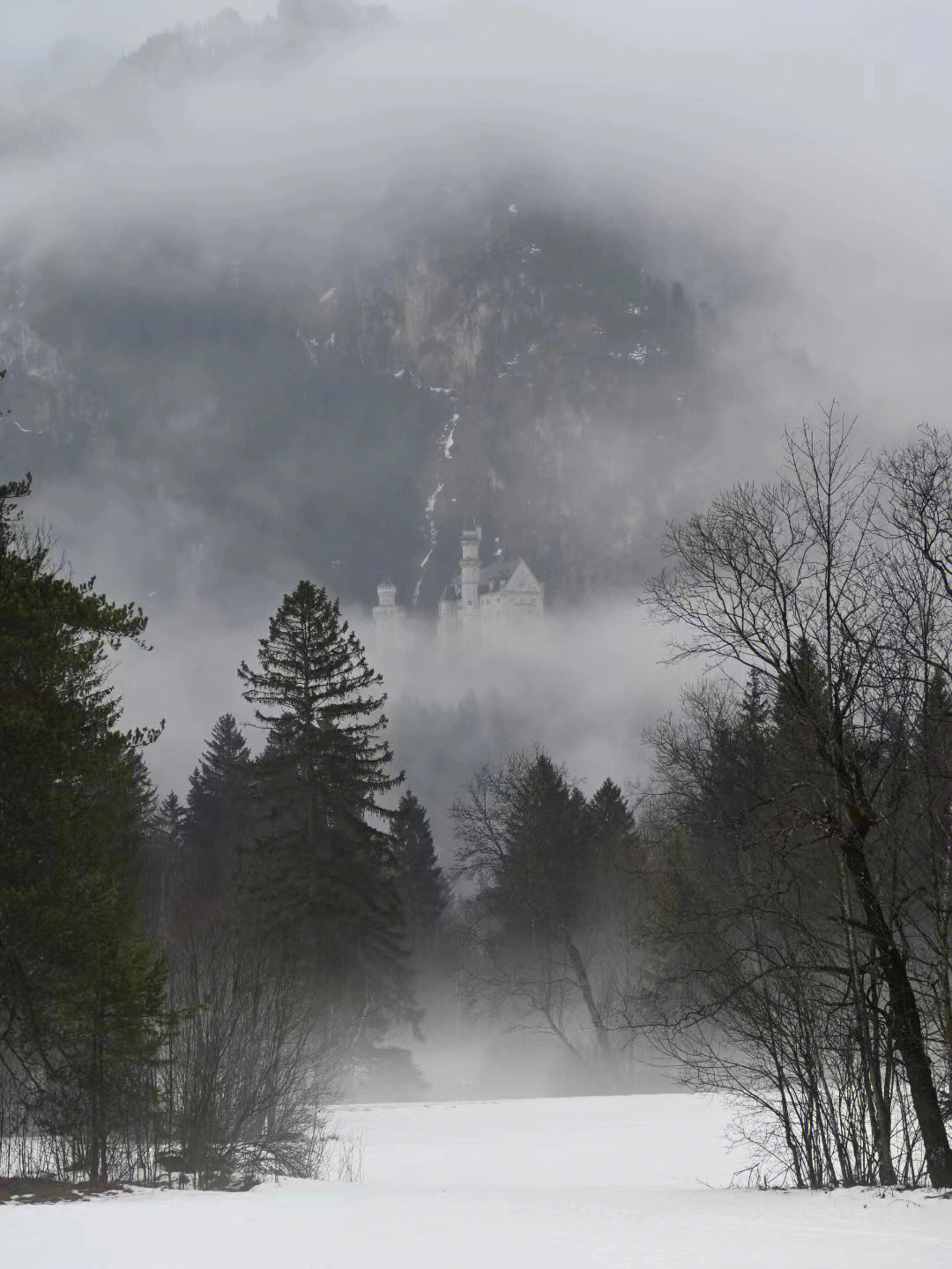 赤水天鹅堡雪景图片