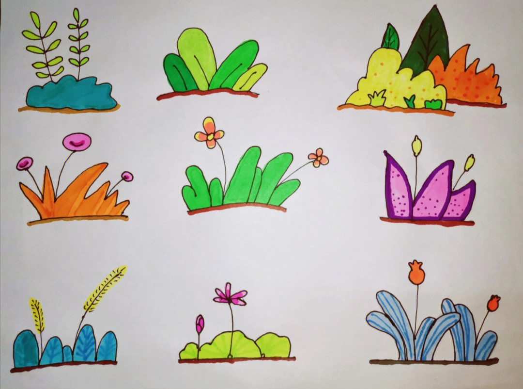 草丛儿童画简单图片