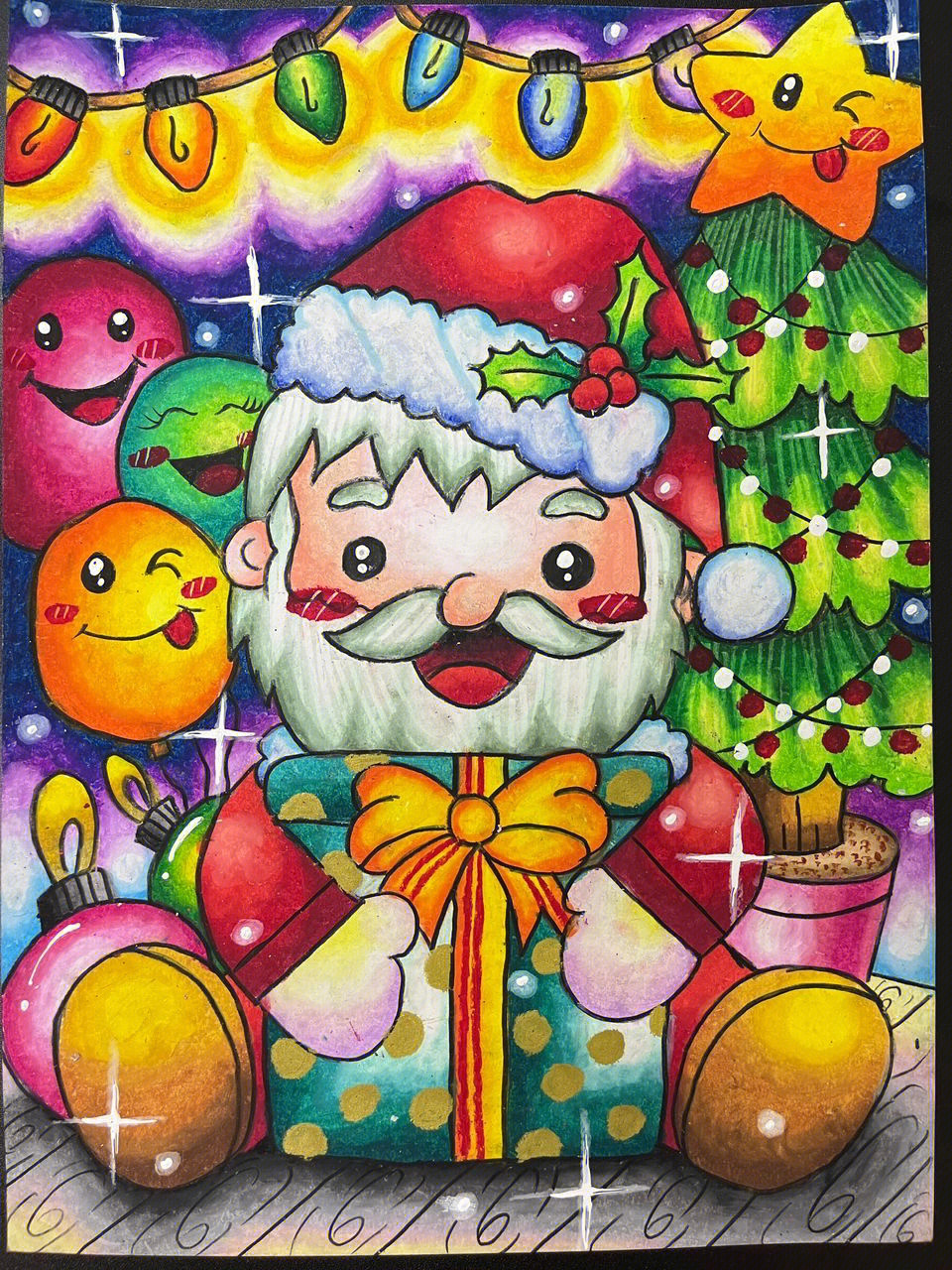 圣诞节画画作品 高中图片