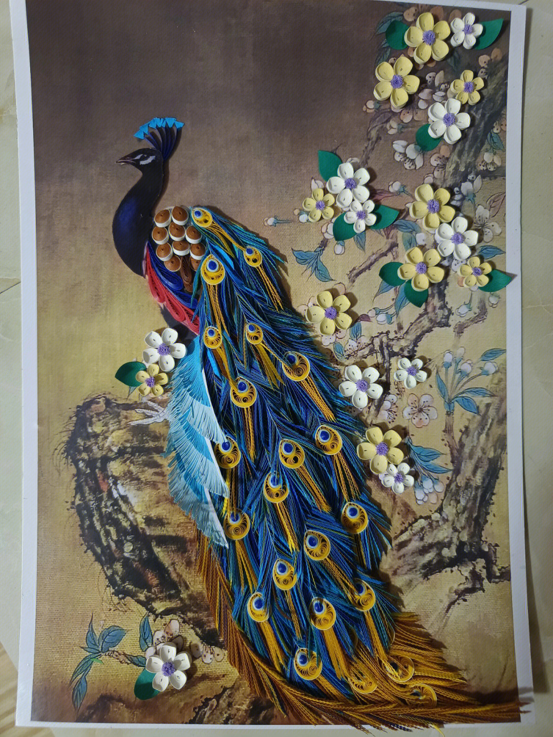 纸浆画孔雀图片