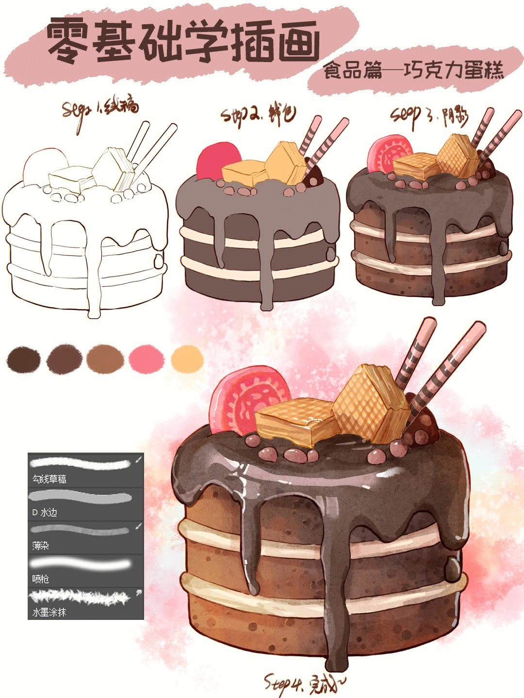 立体蛋糕画画教程图片