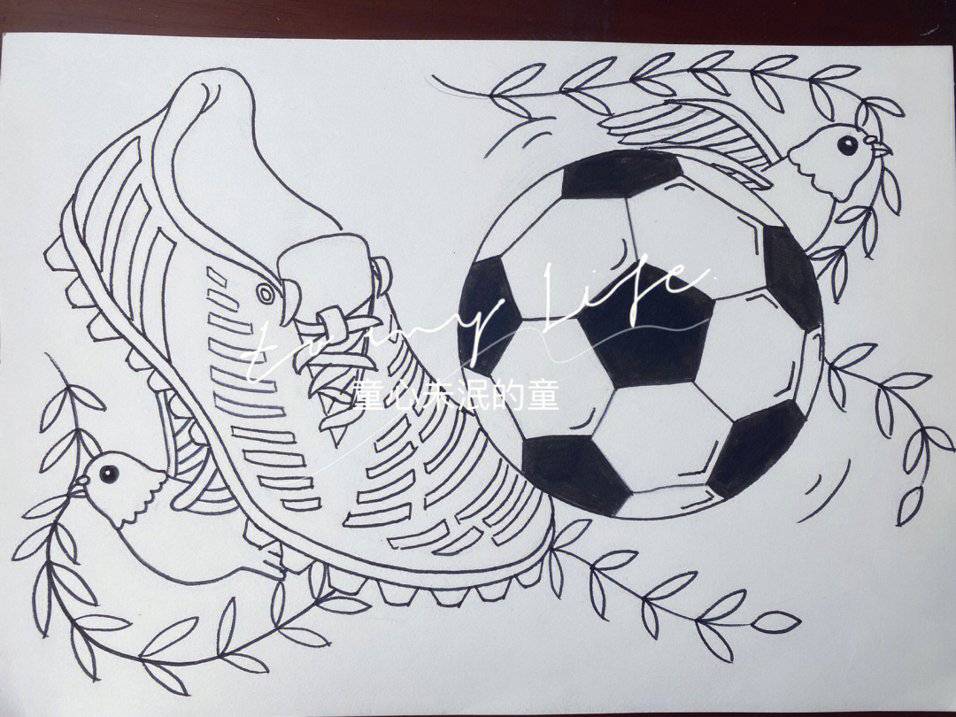 足球儿童线描画图片