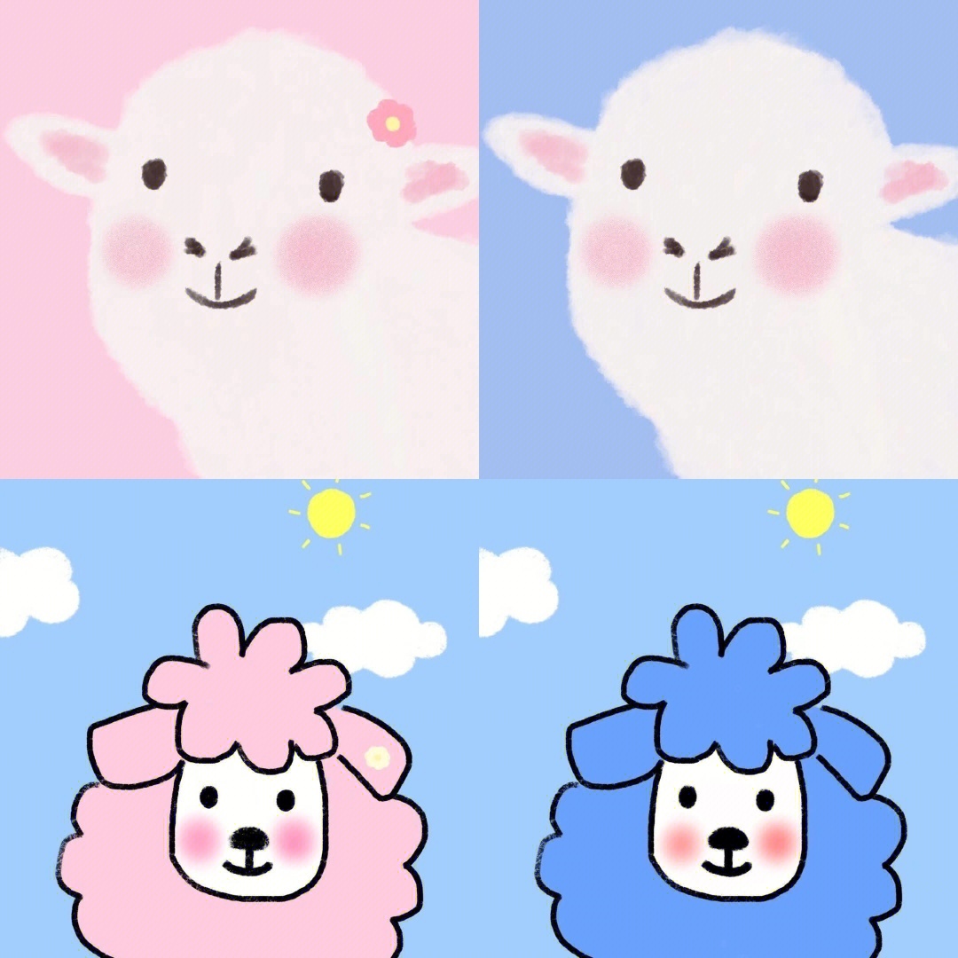 小羊情侣头像一左一右图片