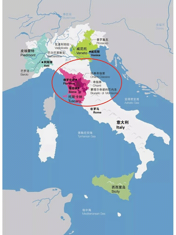 意大利葡萄酒产区地图图片