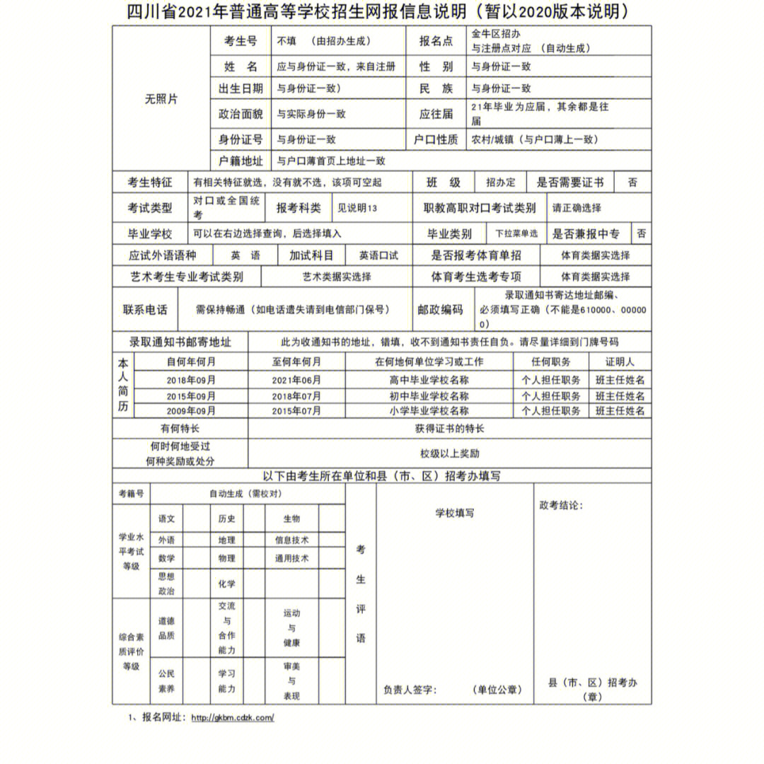 四川省普通高考填报样本