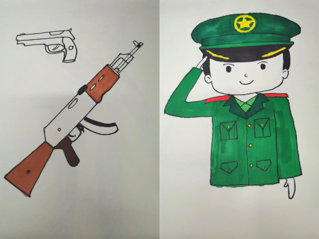 儿童画军人和枪的图片图片