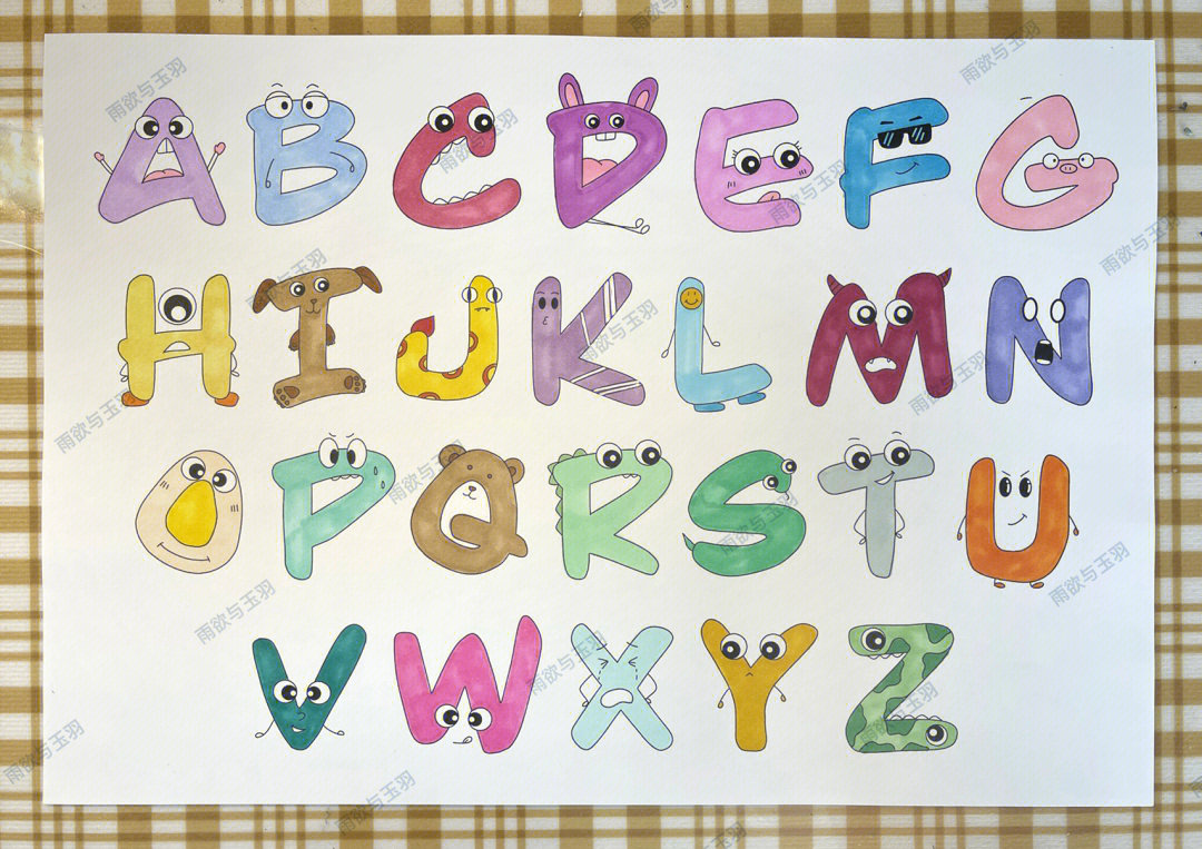 英文字母手抄报字母小怪兽二十六个字母