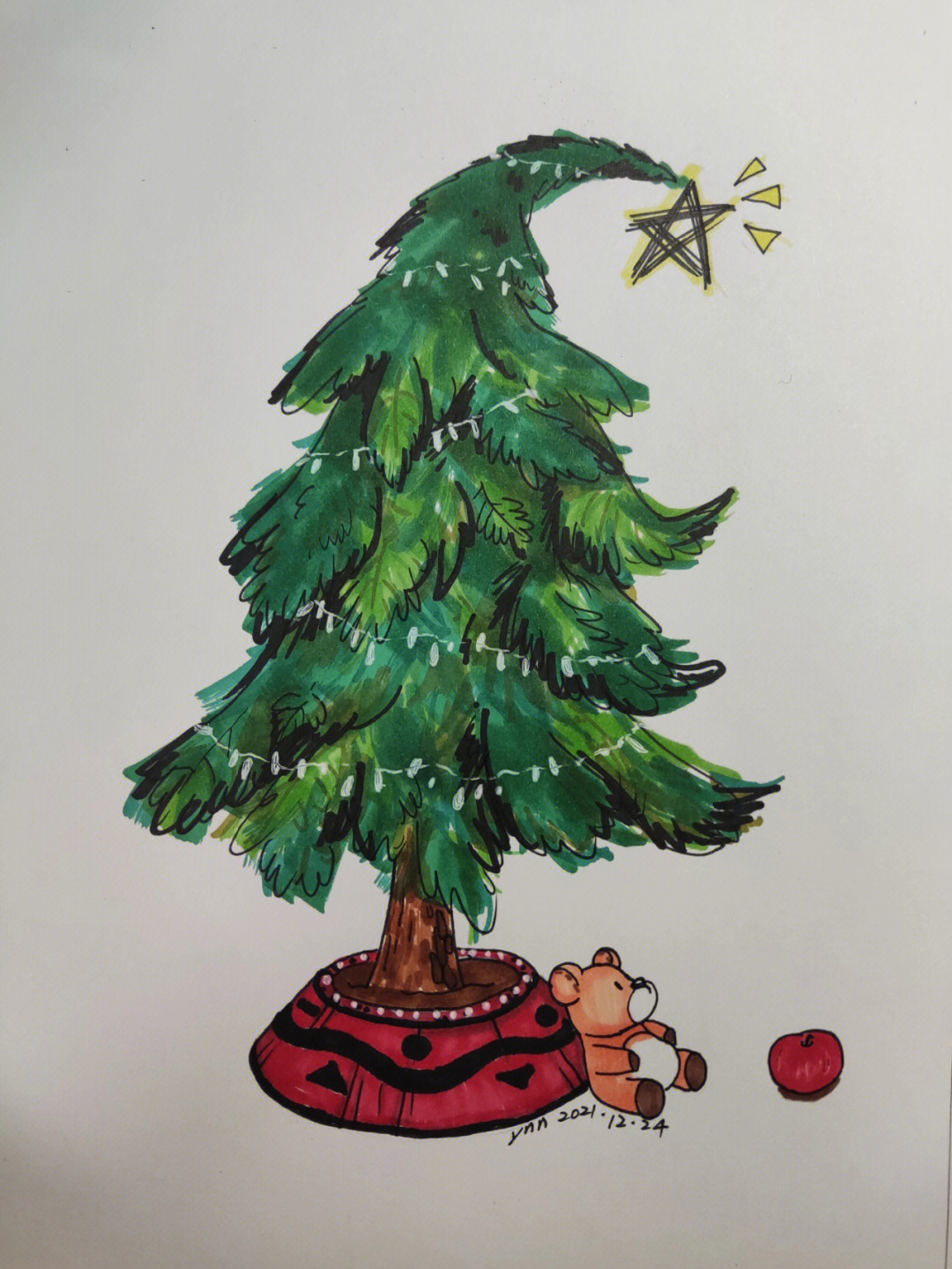 圣诞树上的东西怎么画图片