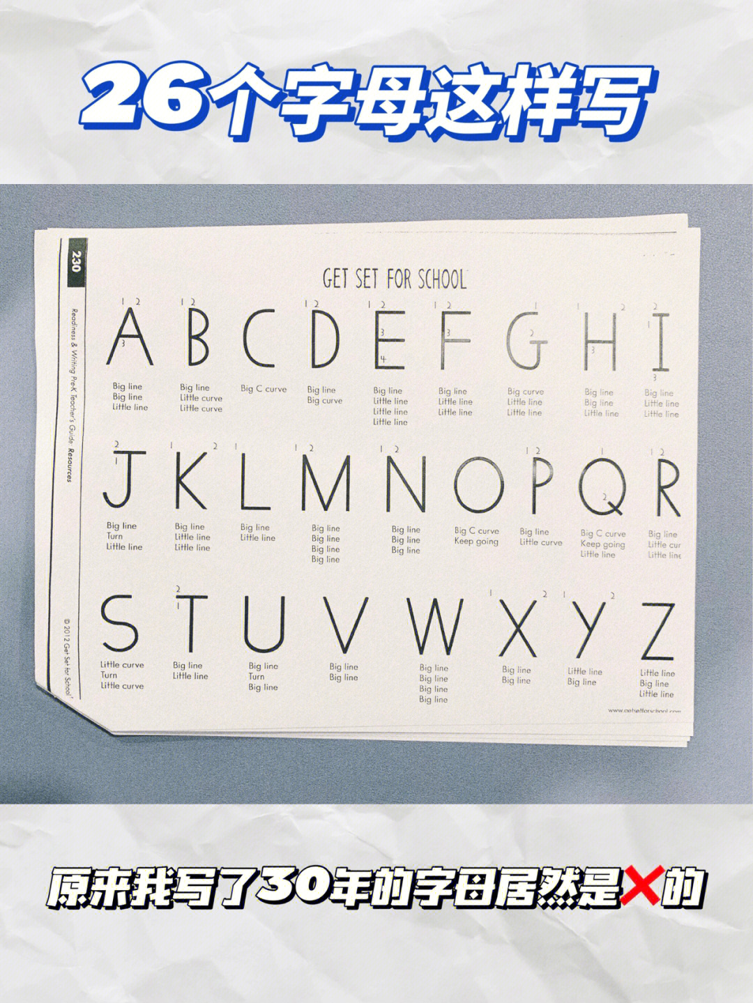 96老大幼儿园三岁班在学写大写字母和对应的letter sound,老师发了