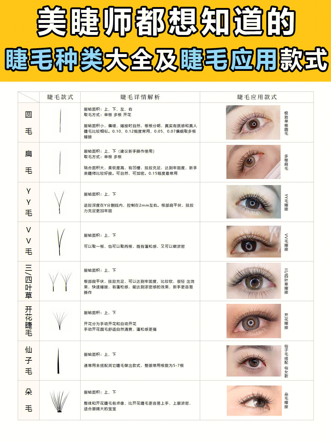 美睫师都想知道睫毛种类大全及睫毛应用款式