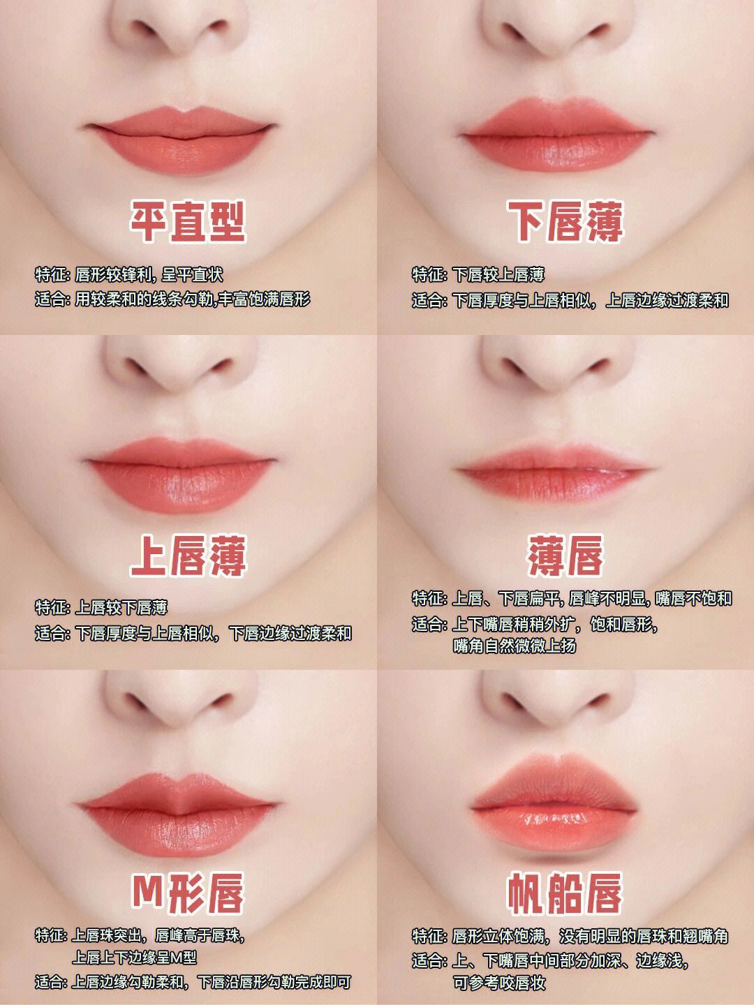 分享下不同唇部类型适合不同的画法11566平直型特征:唇形较锋利