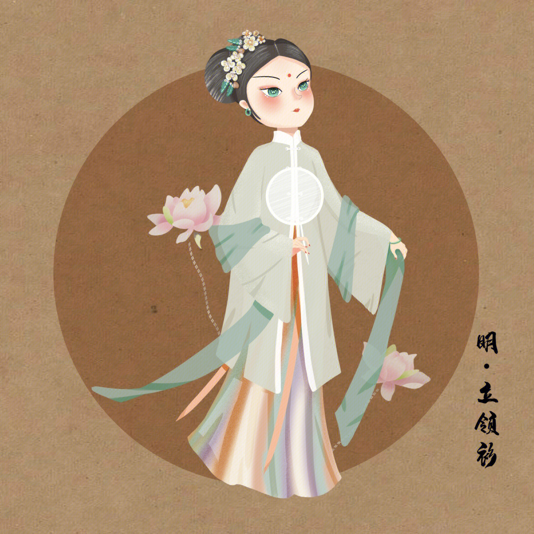 汉服可爱女生手绘插画素材