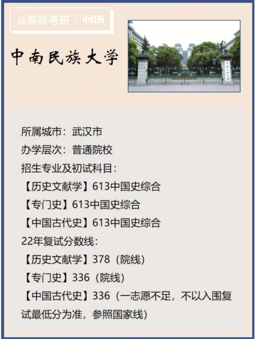 史学考研院校卡片中南民族大学