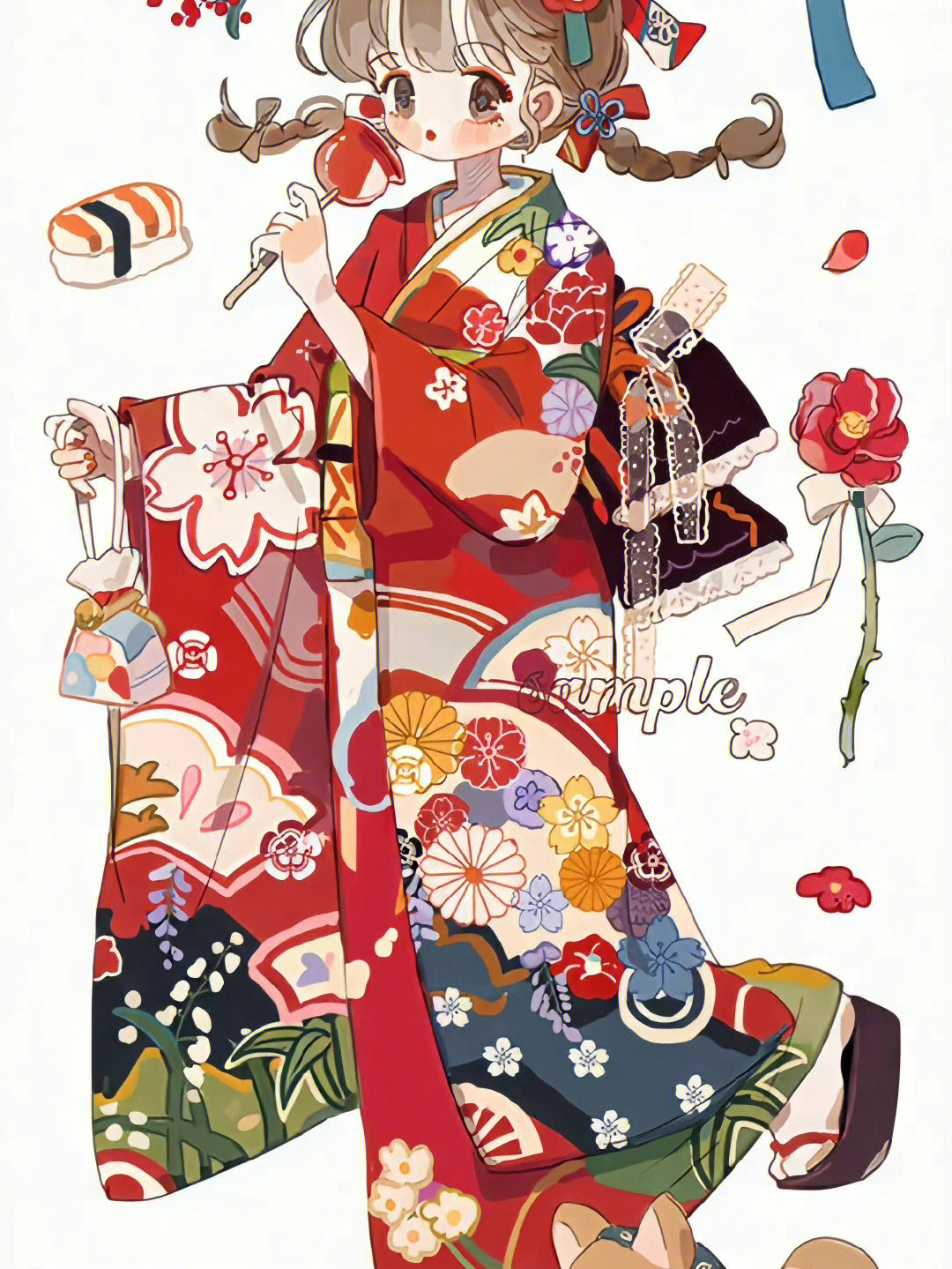 插画分享动漫日系和服少女