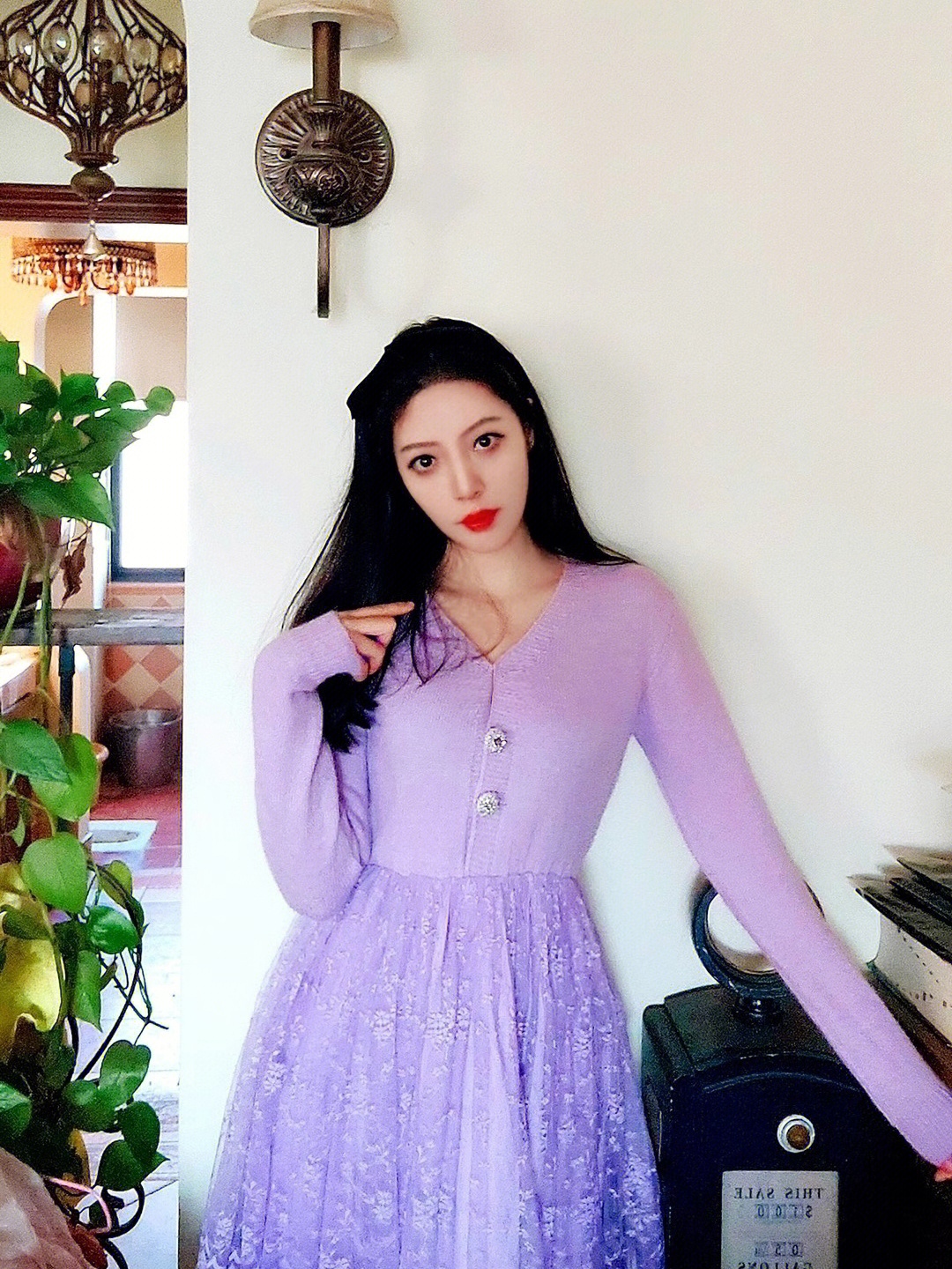 新年新款淡紫色礼服裙