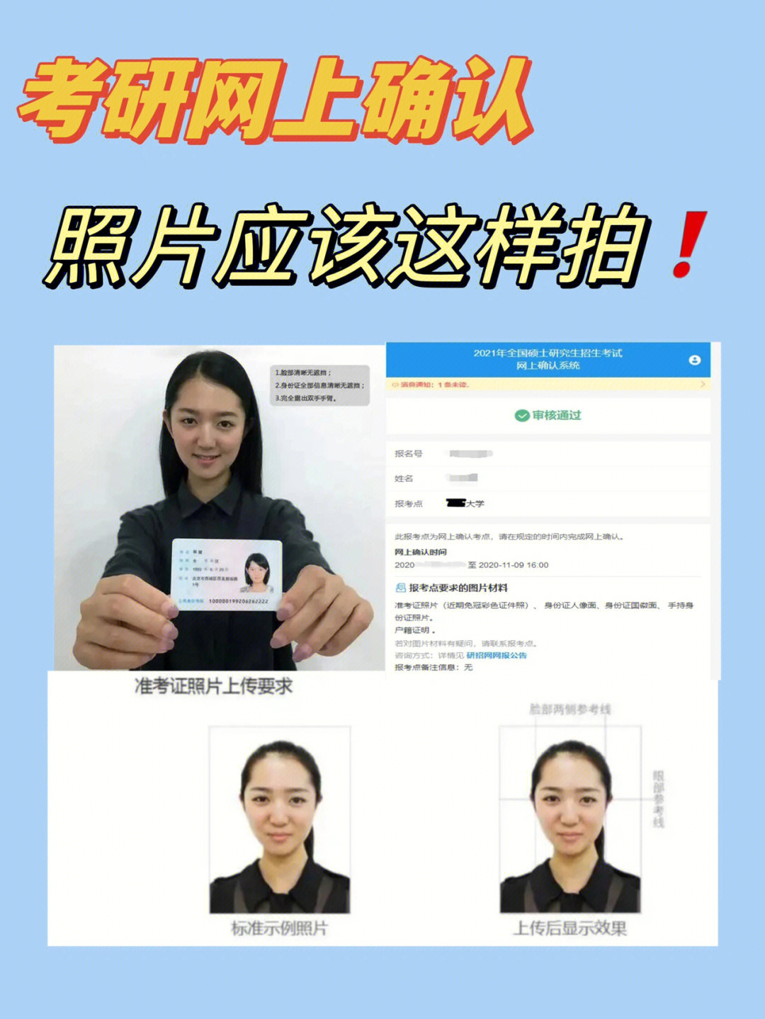 考研网上确认照片示例图73这样审核才能通过