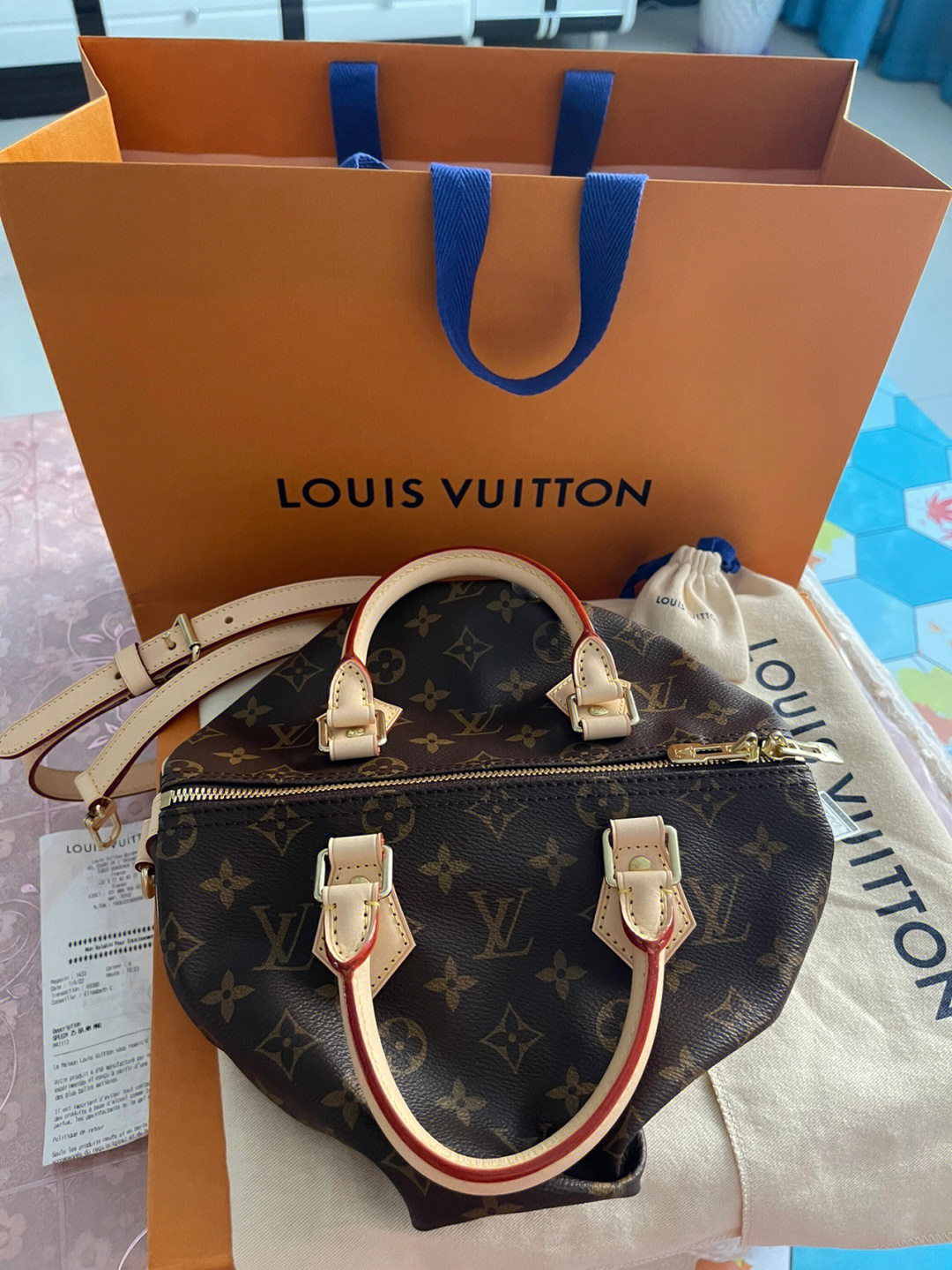 lv speedy 25 大全套 肩带款 锁#钥匙97