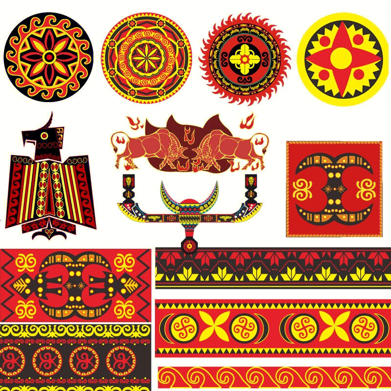 彝族少数民族中国传统纹样图形图案花纹