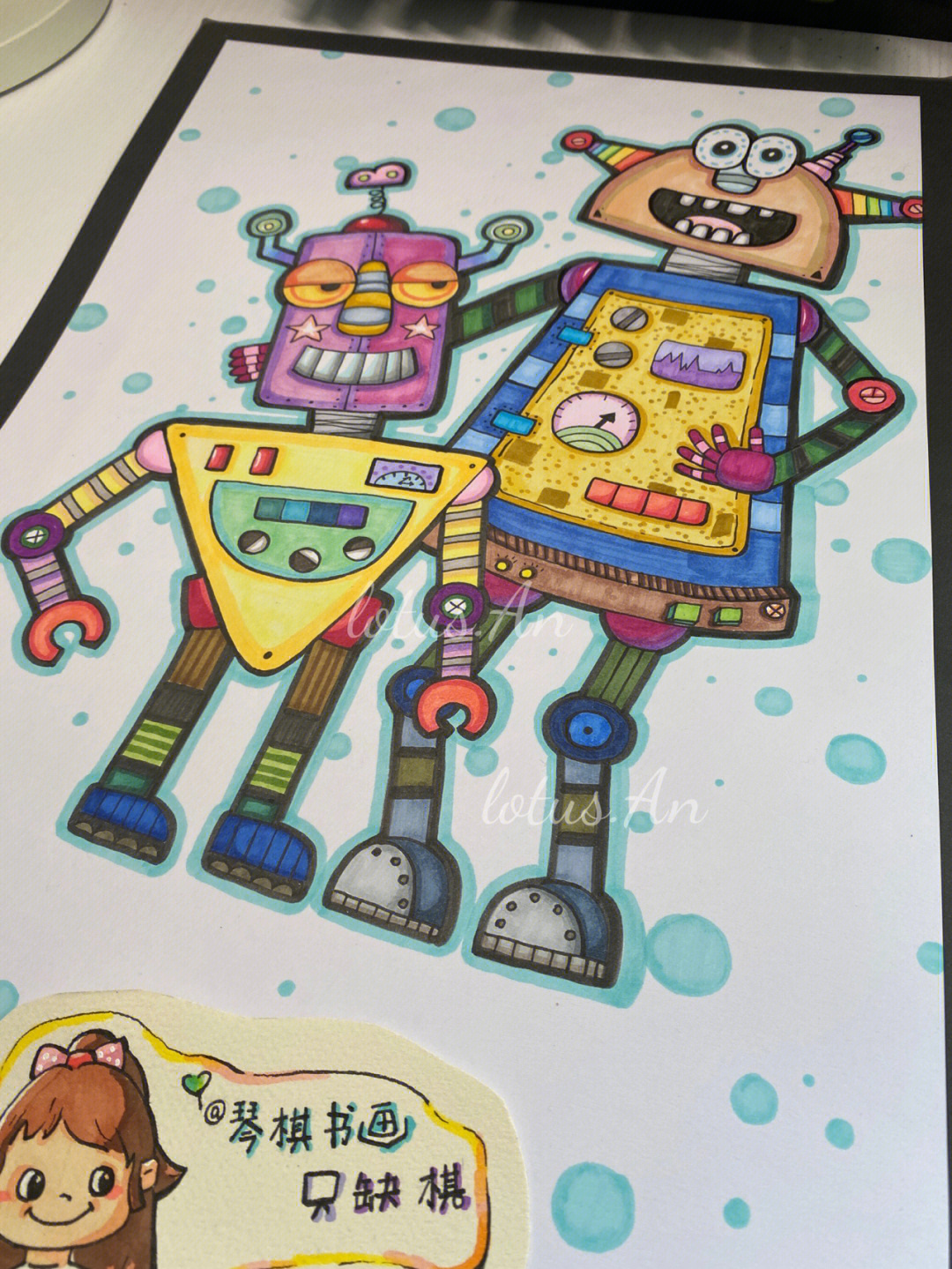 马克笔儿童画机器人