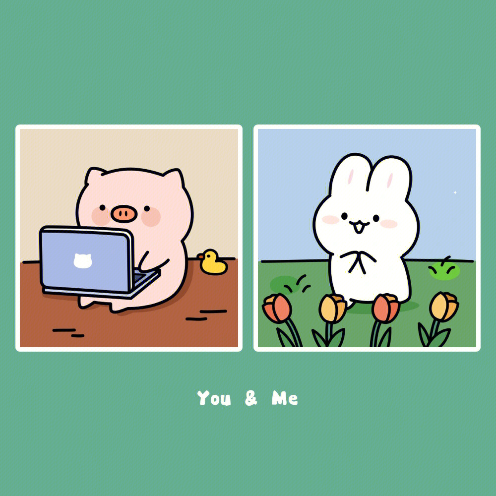 猪猪和兔兔的情侣头像图片