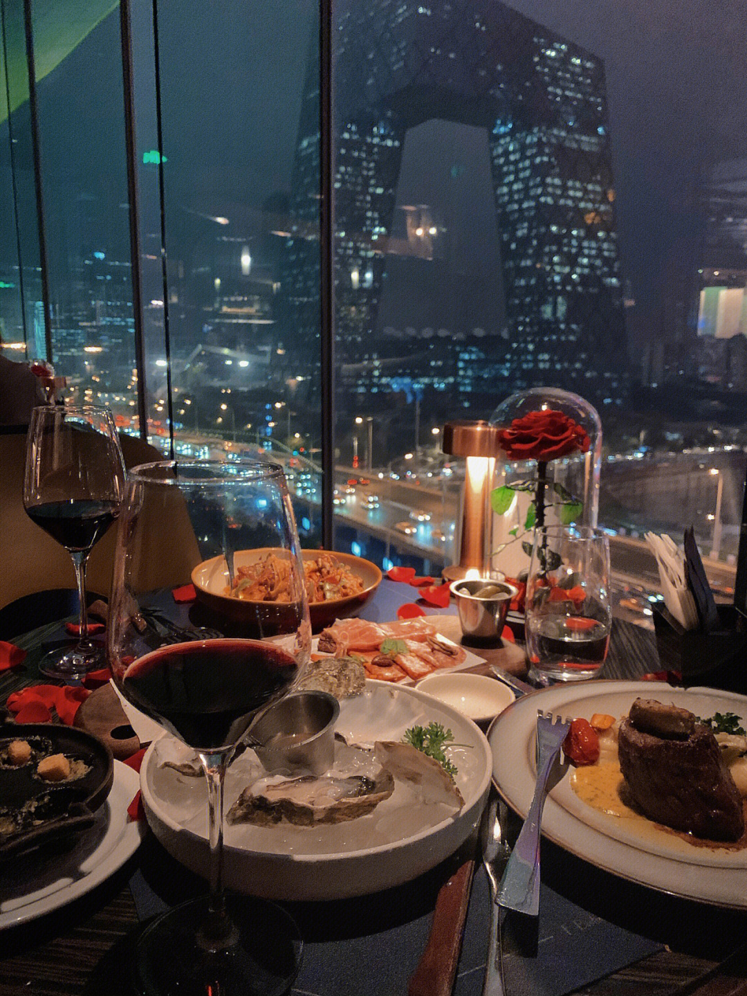 北京探店国贸夜景浪漫法式餐厅