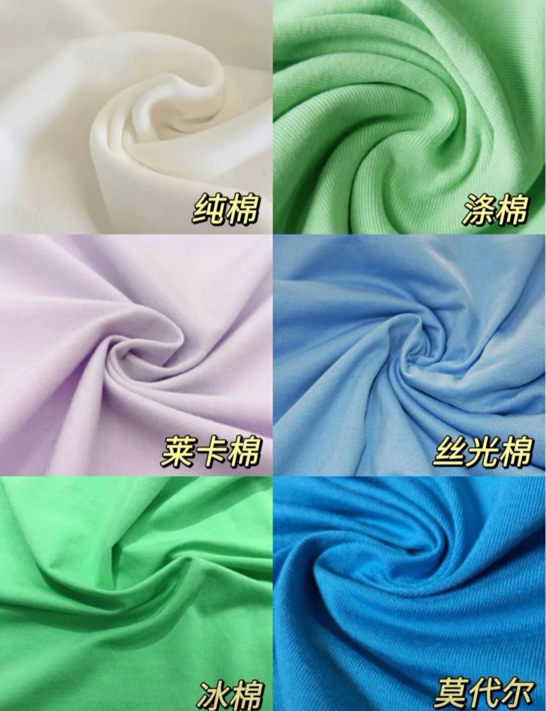 涤棉:涤纶与棉混纺,比纯棉柔软,不易起褶,但是爱起球透气吸汗性不如