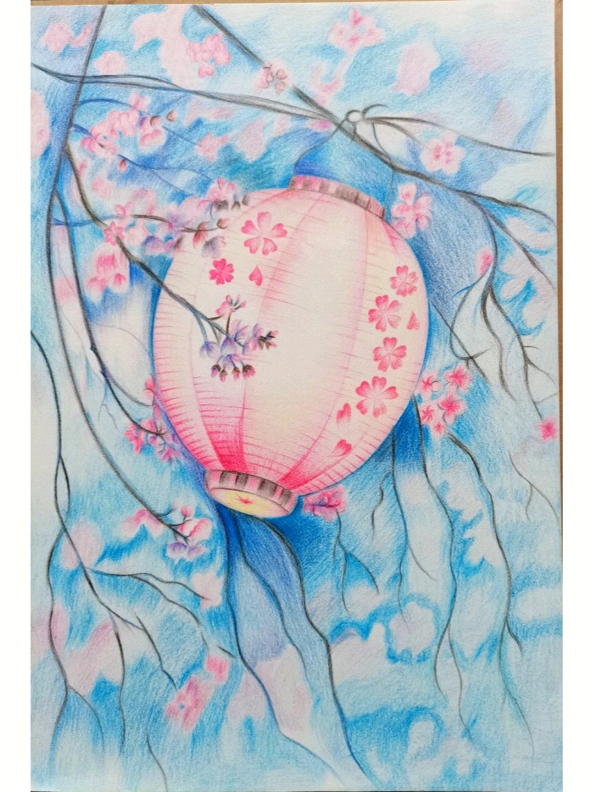 彩铅樱花树画法图片