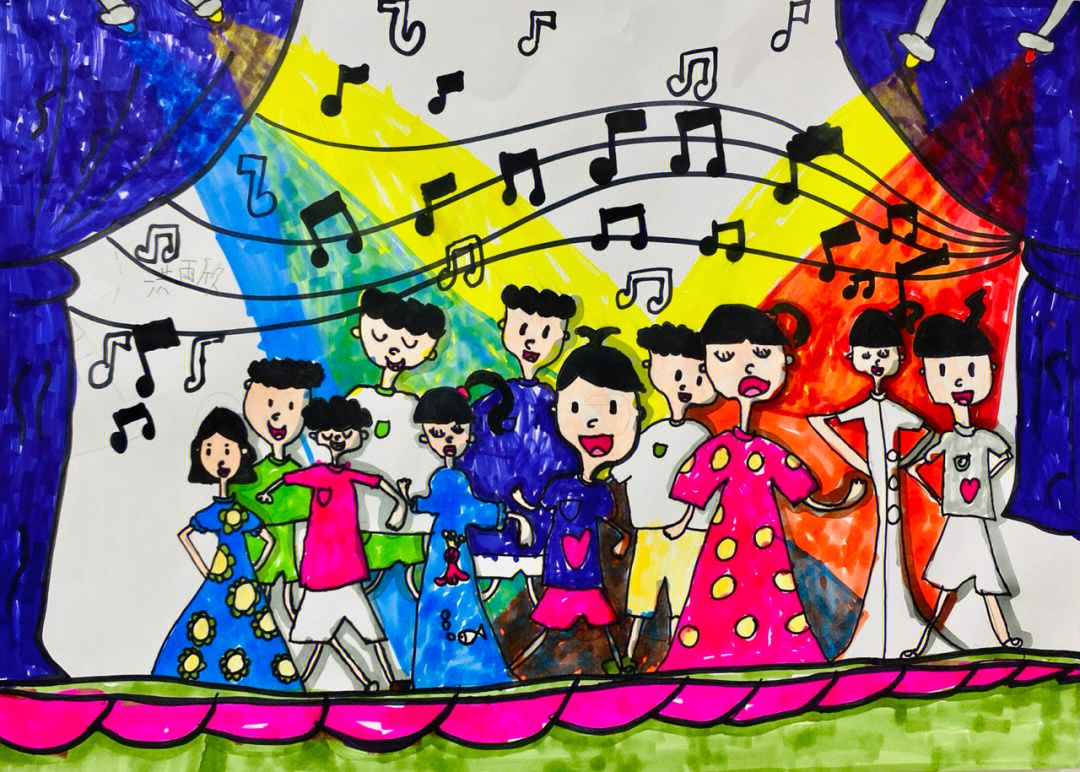 儿童合唱比赛简笔画图片