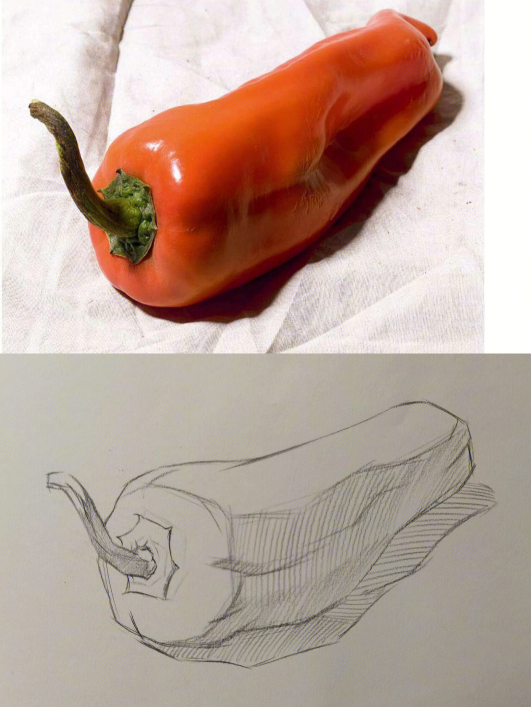 素描长辣椒的画法步骤图片