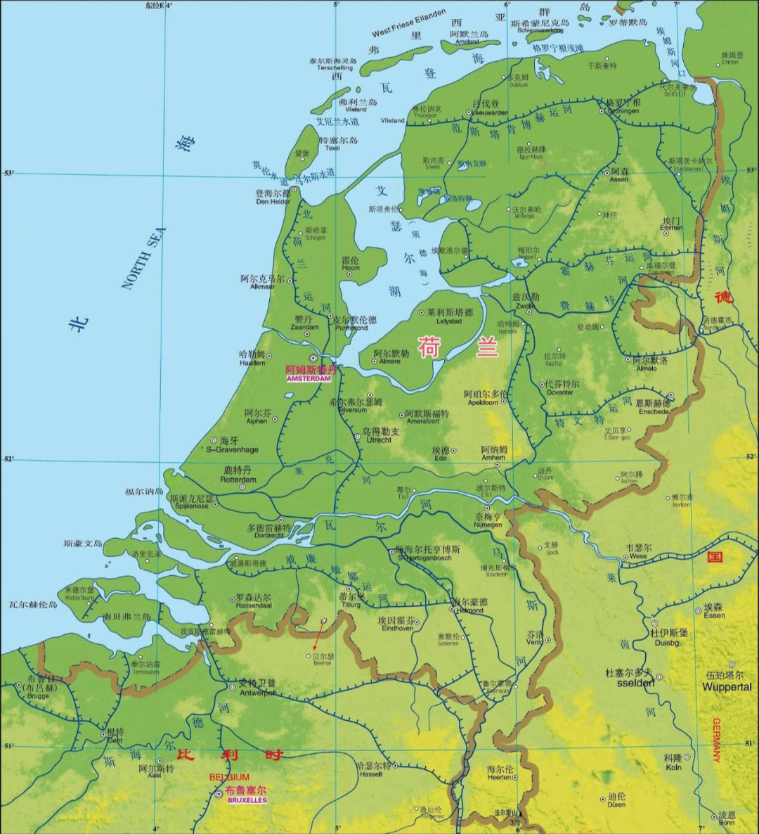 荷兰在欧洲的地图位置图片