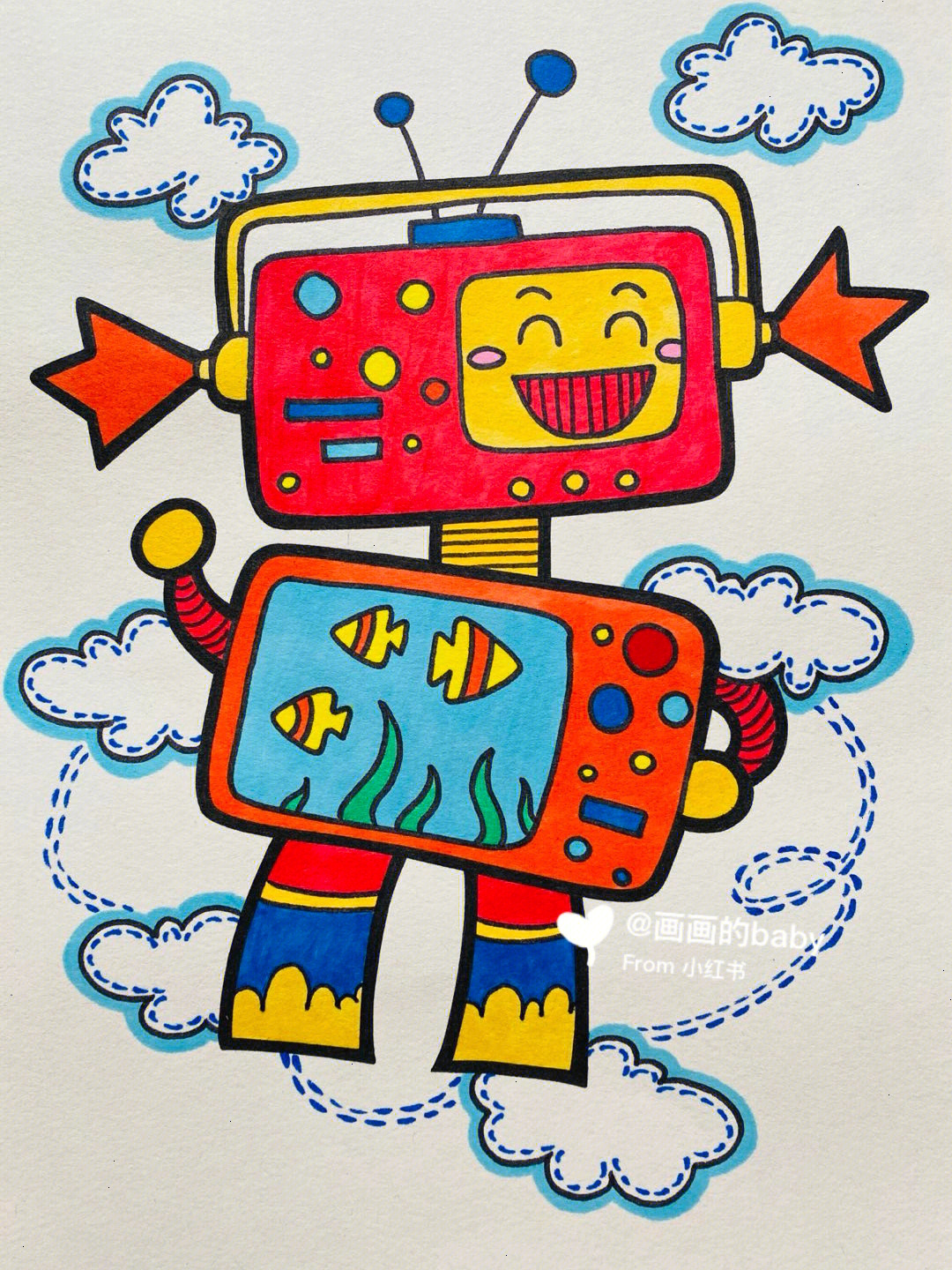 机器人06马克笔儿童画