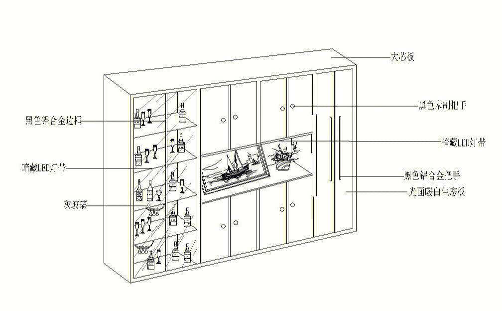 餐边柜内部结构设计图图片