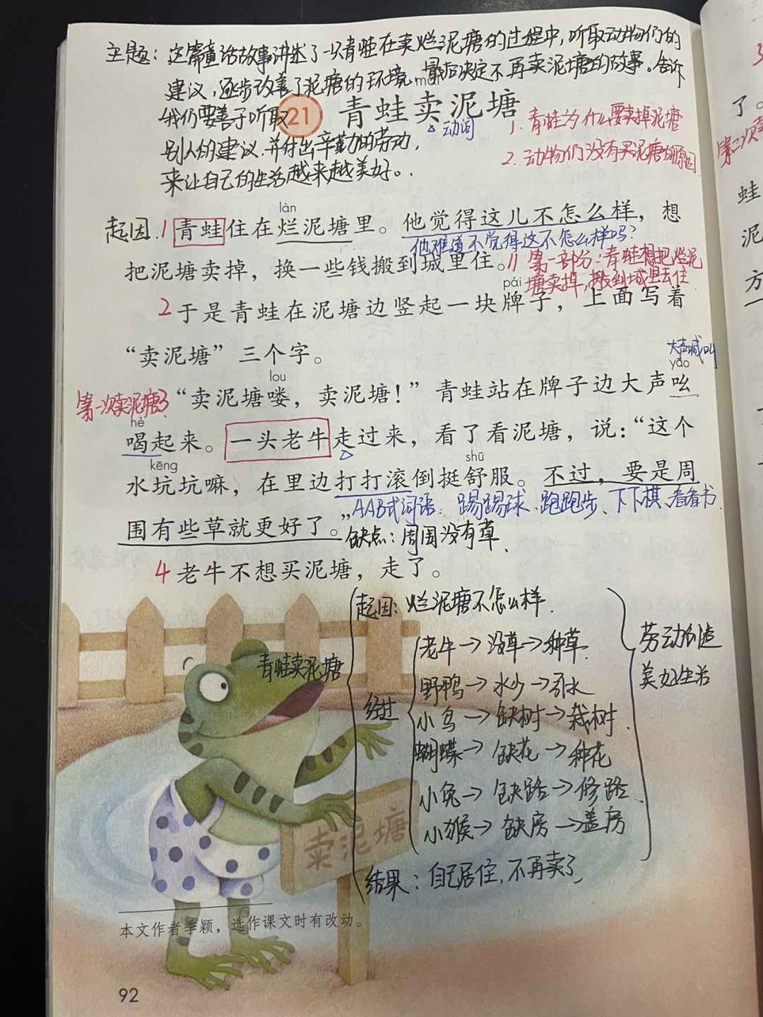 二年级下册笔记语文21青蛙卖泥塘