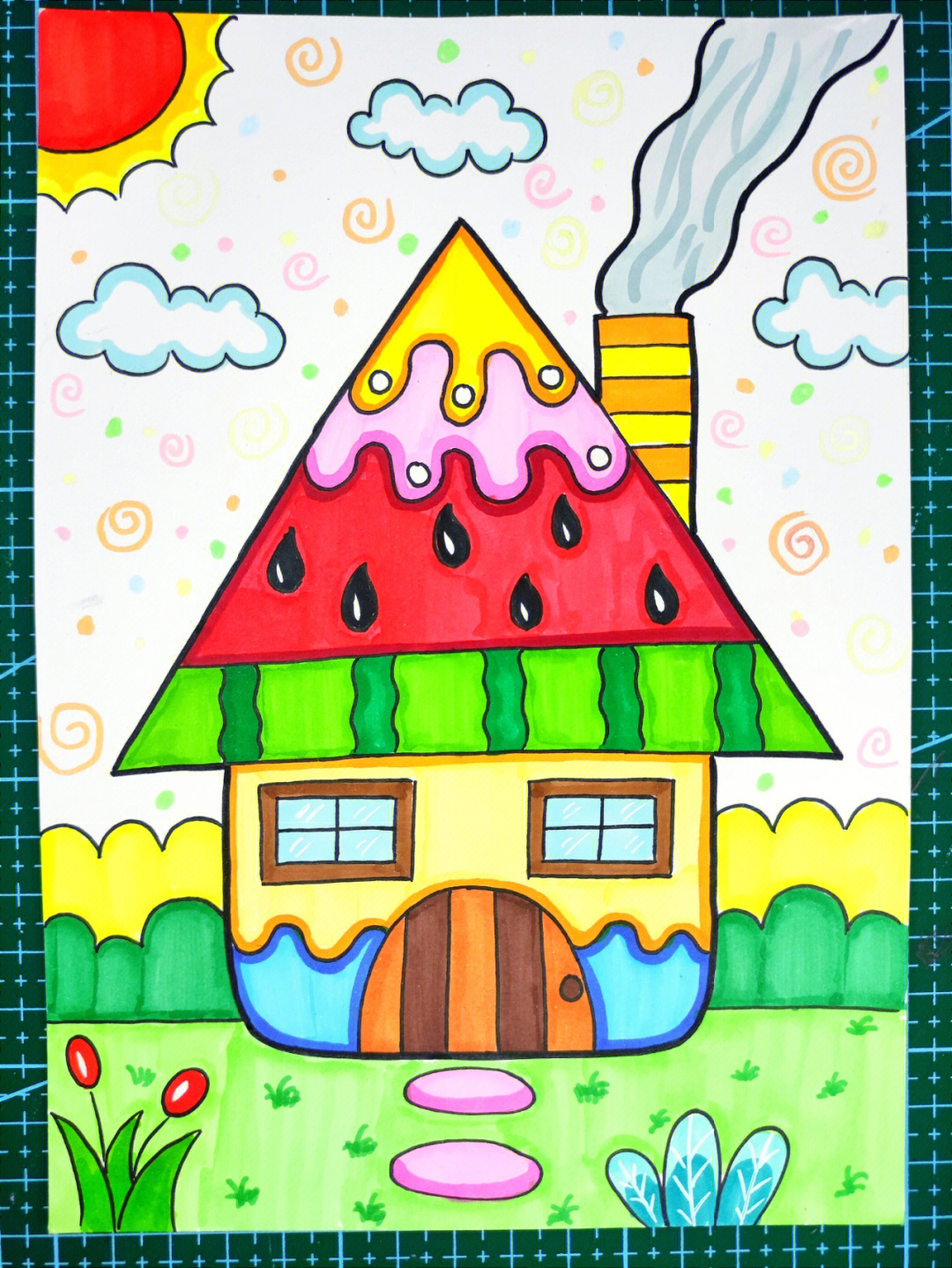 小学生画房子 美术图片