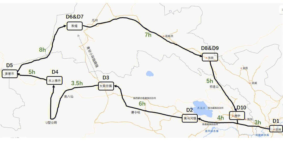 西宁甘肃大环线线路图图片