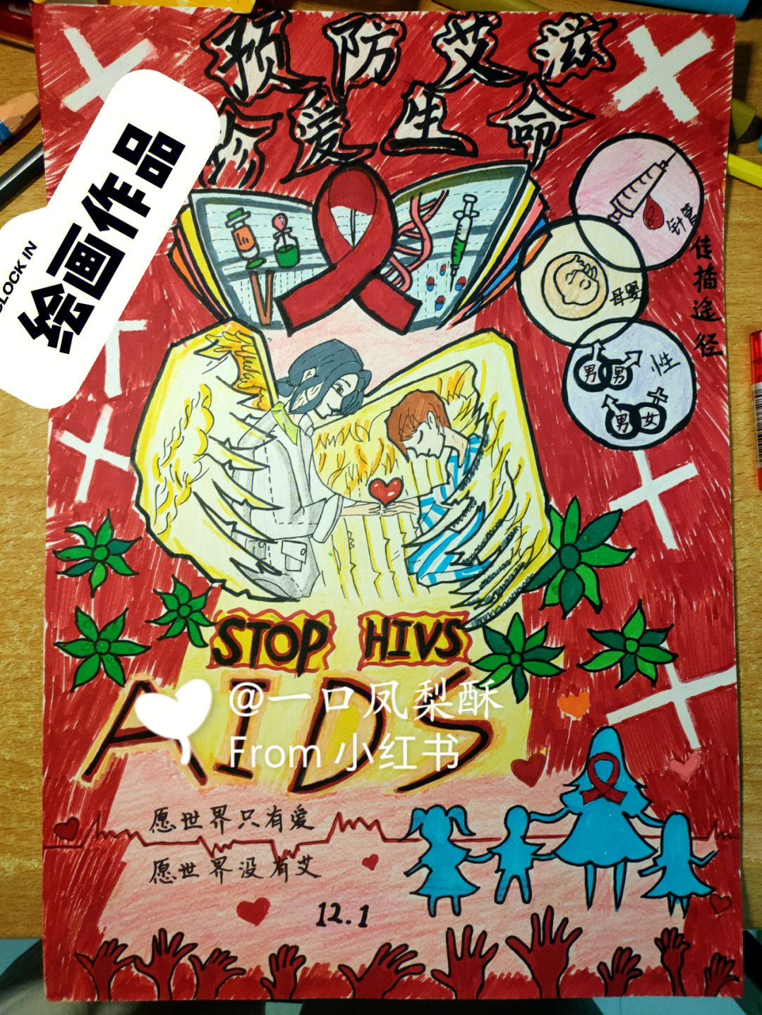艾滋病宣传手绘图片