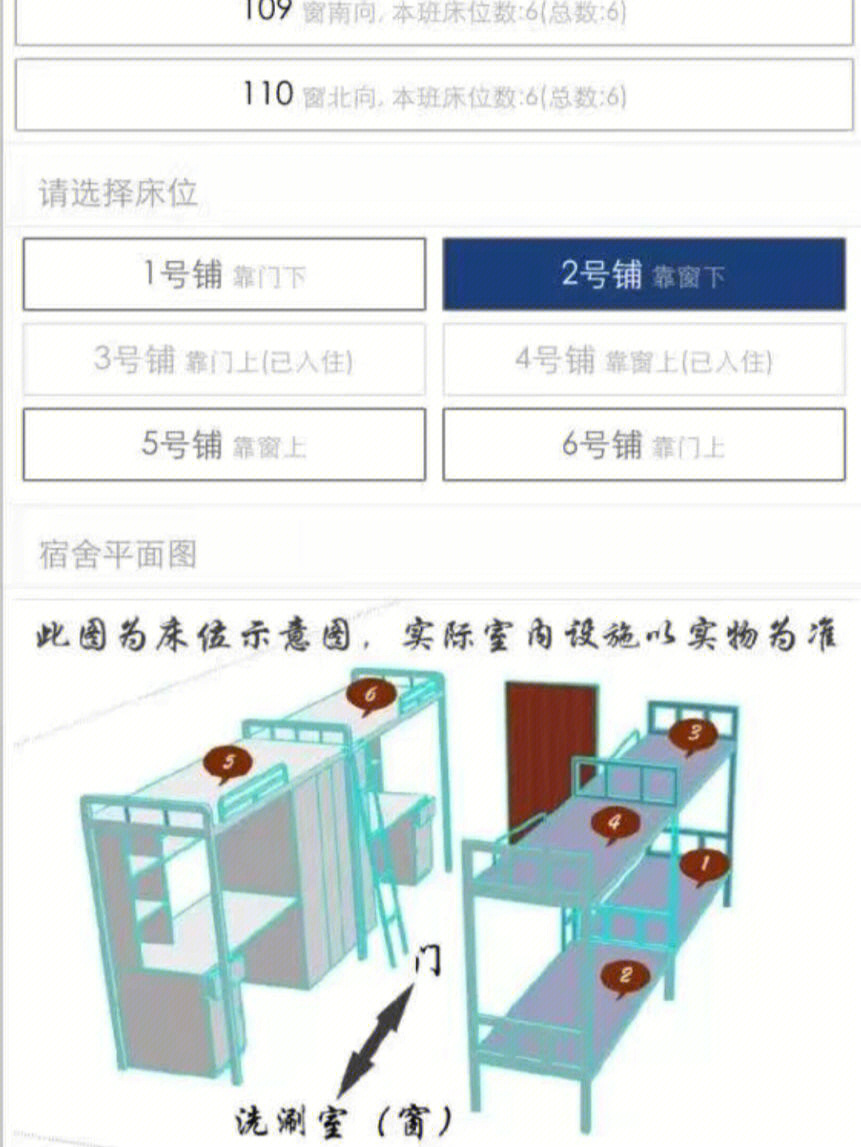 四人宿舍床位号图图片