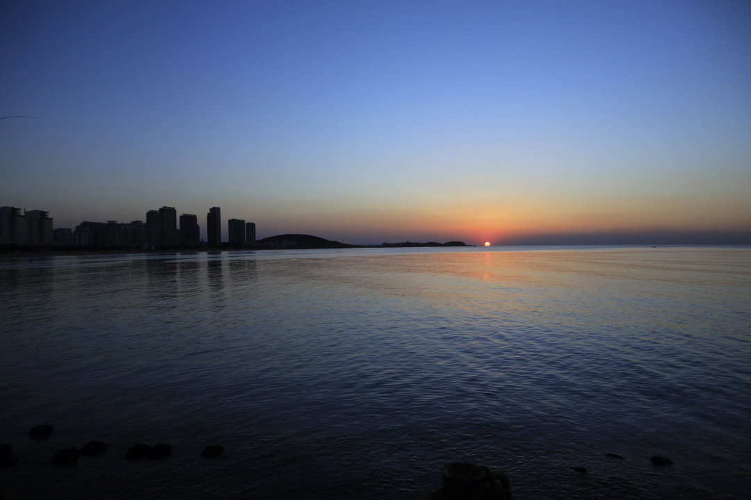 威海国际海水浴场唯美日落