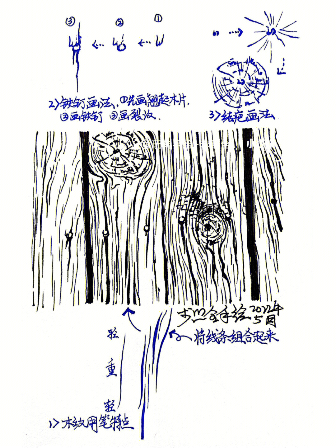 手绘木纹画法图片