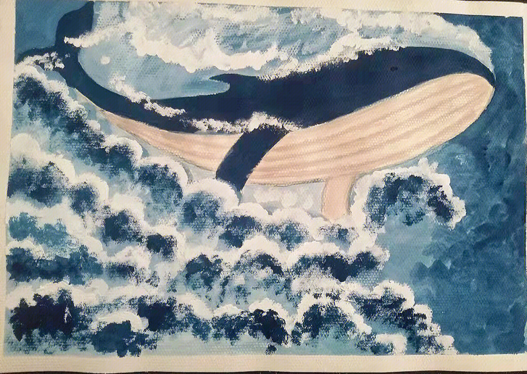 绘画水彩鲸鱼