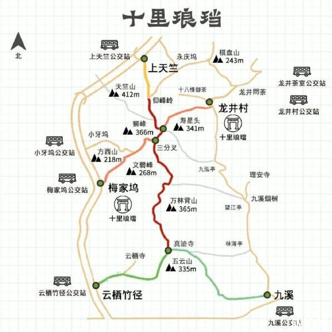 杭州登山路线图图片