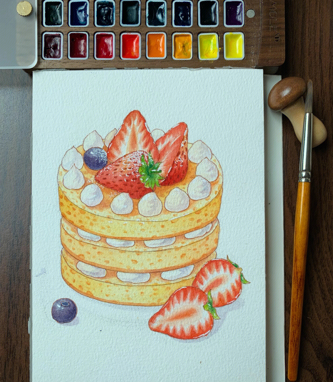 继续画草莓系列～ 这次的草莓蛋糕超级适合零基础宝宝,很出效果～线稿