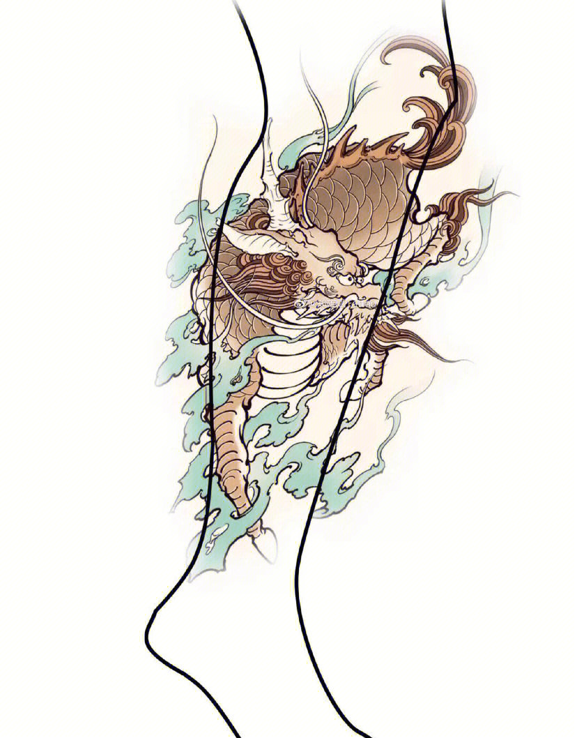 水麒麟纹身 手稿图片