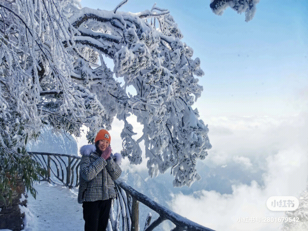 天门山雪景雾凇张家界天门山国家森林公园