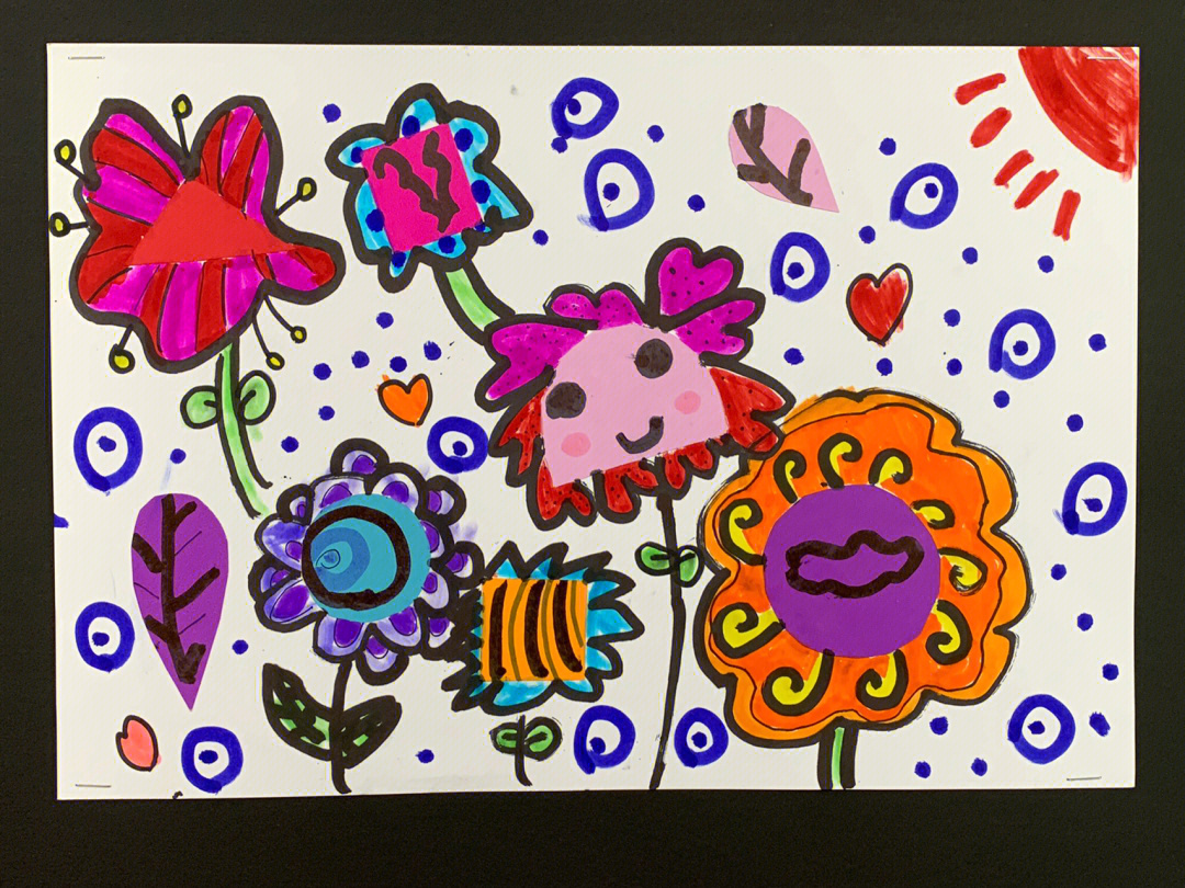 大班绘画活动春天的花图片