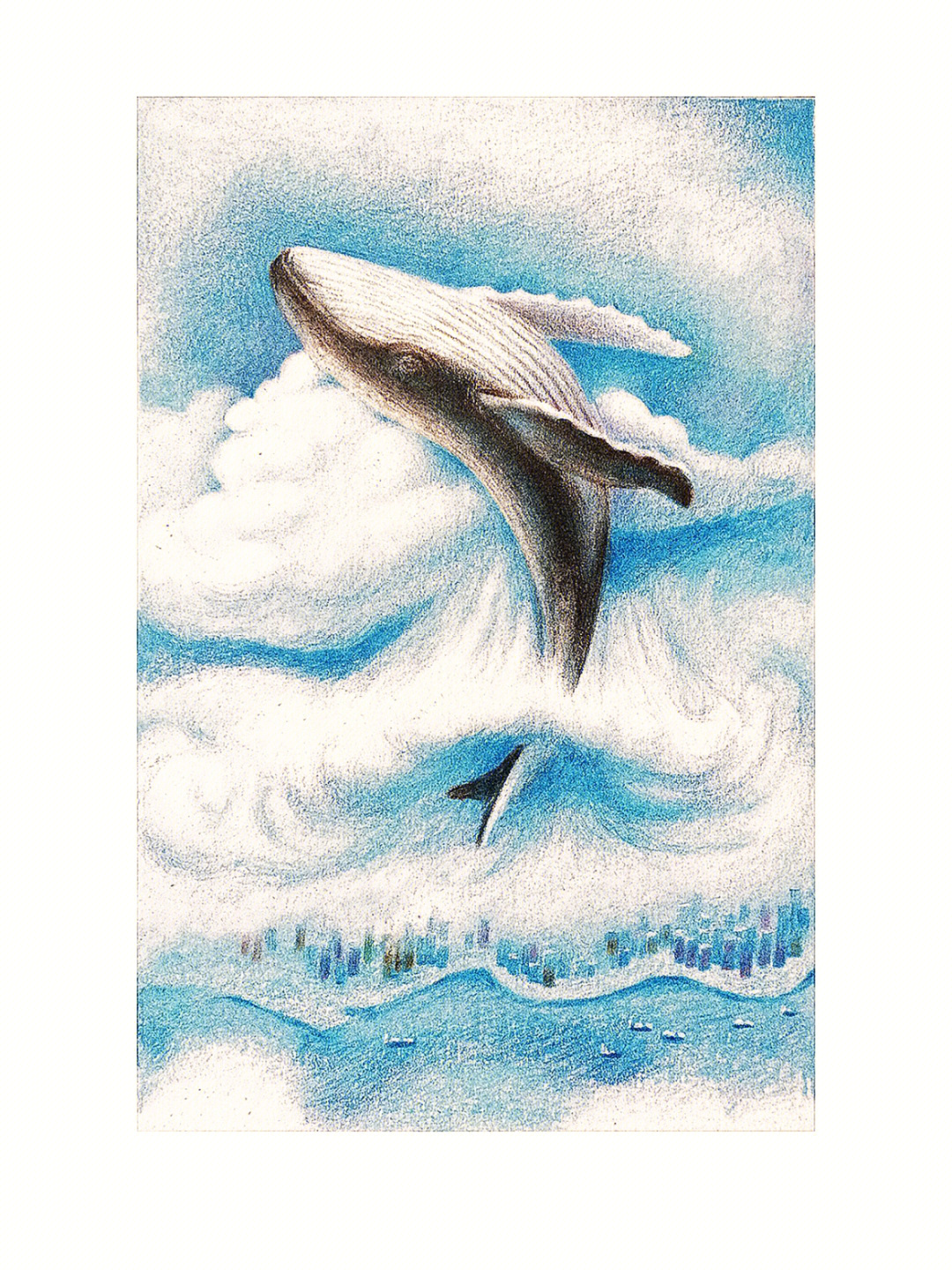 梦幻鲸鱼彩铅画图片