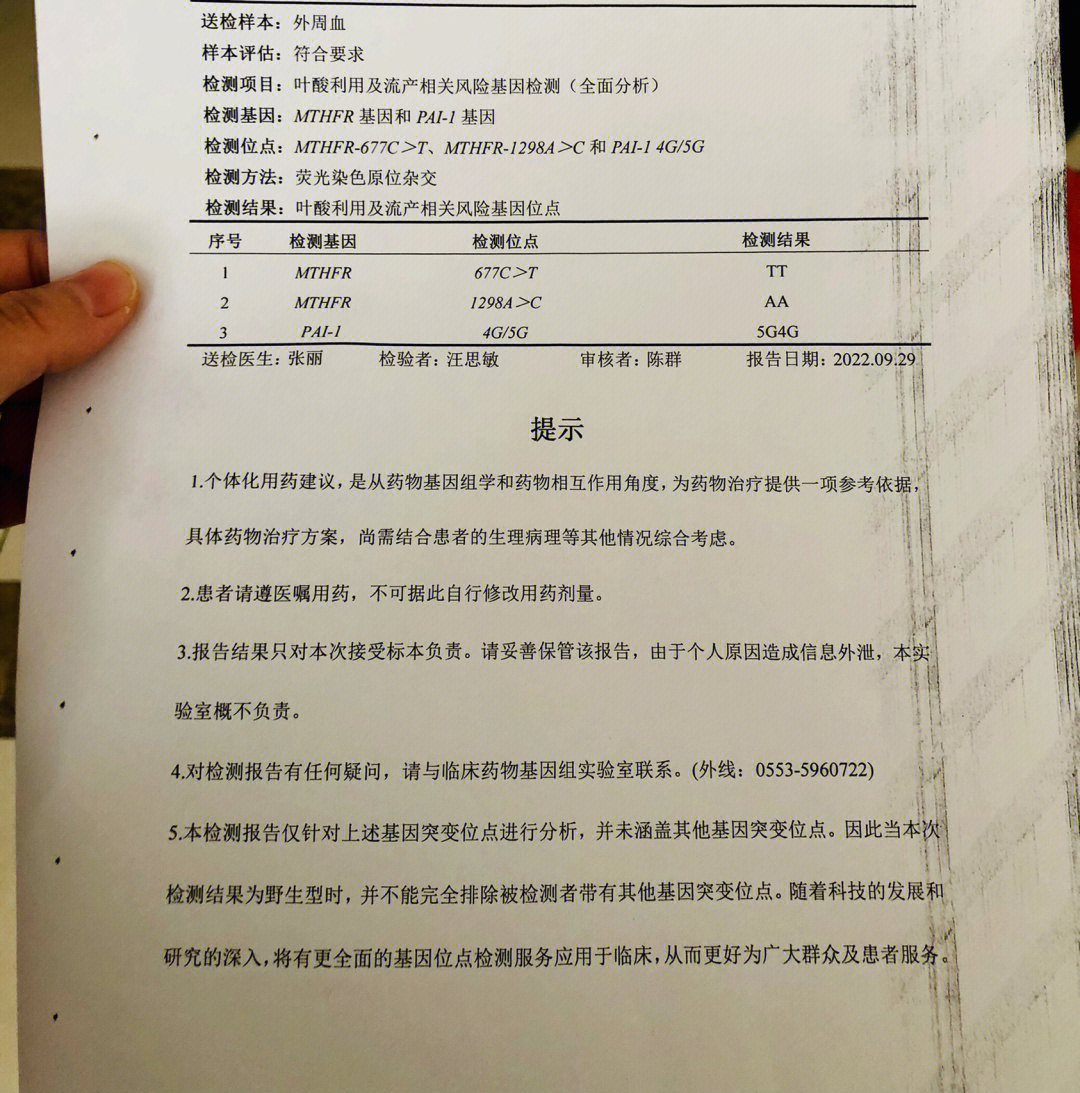 叶酸代谢基因检测报告图片