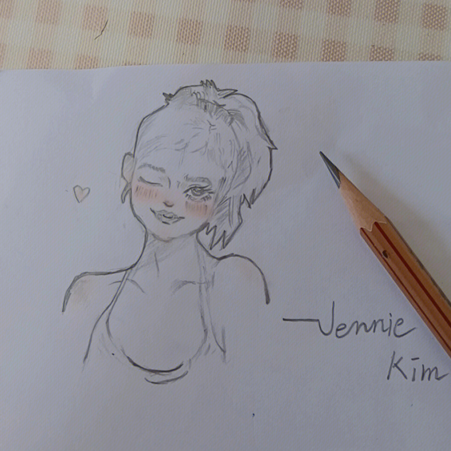 jennie铅笔手绘图片
