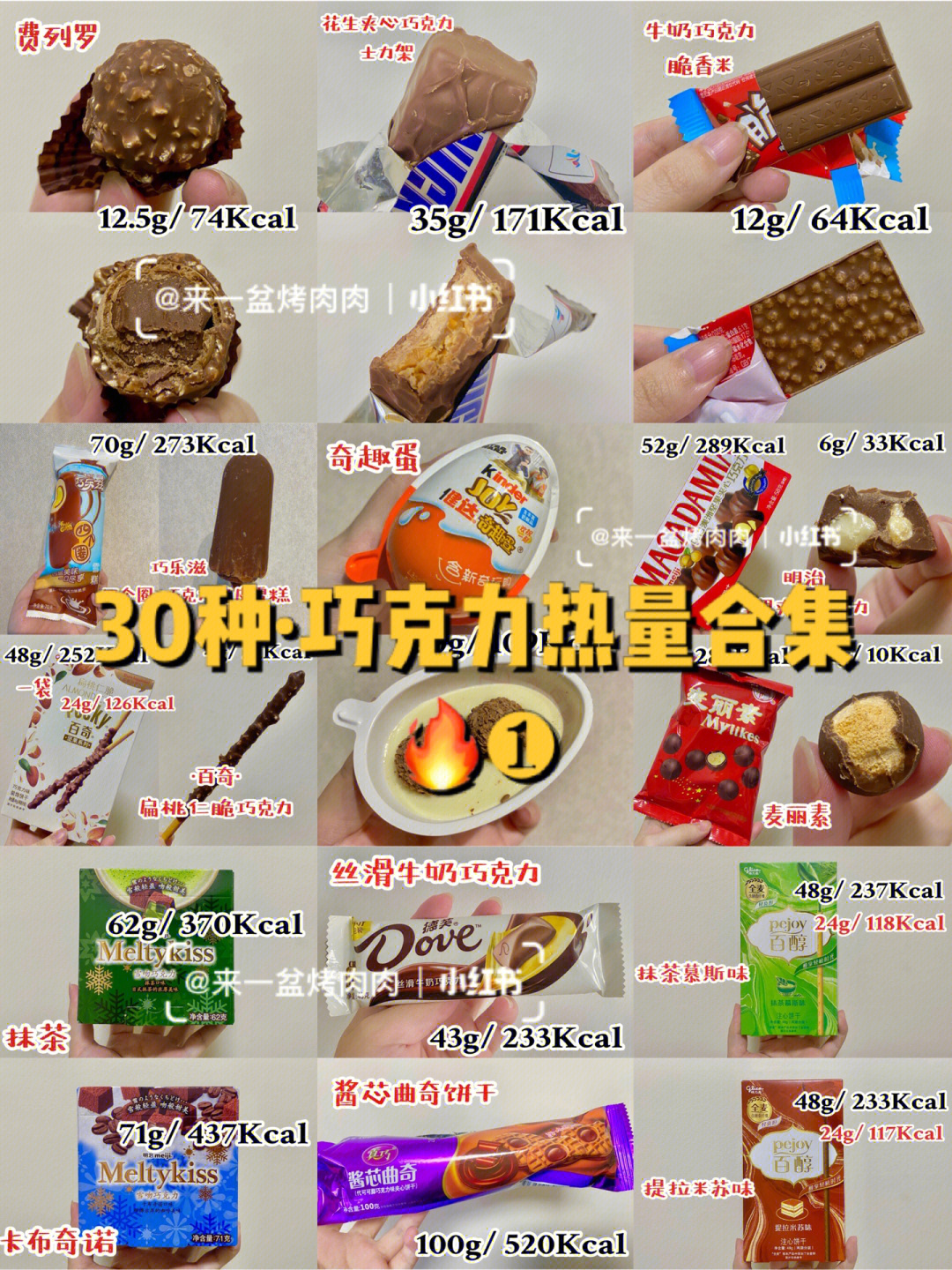 30种巧克力热量大合集巧克力零食热量